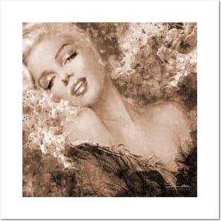 Marilyn Cherry Blossoms Sepia Posters and Art